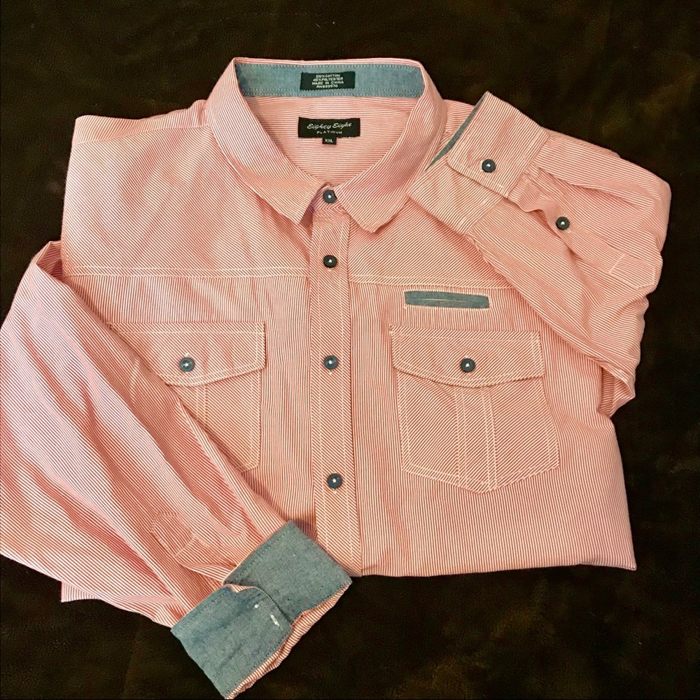 Red and white button-down